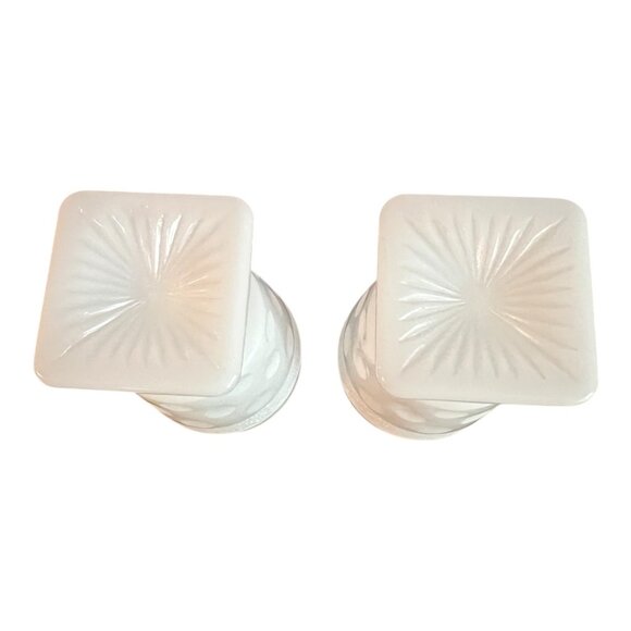 Vtg Milk Glass Goblets Set Of 2 With Diamond & Thumbprint Pattern Pedestal 5.5" - Picture 6 of 6